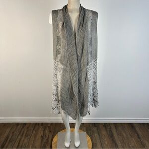 Minkas Elegant Gray and White Women's Eyelit Blouse L